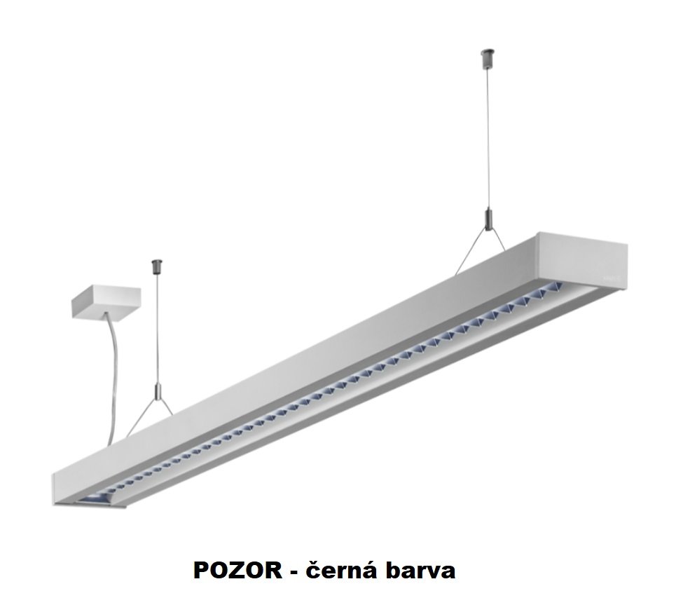 Levně HAL 121-531M-25GGE/840, B Závěsné svítidlo Zuli 7700lm 62,9W Ra80 4000K parabolická mřížka 1425x125x50mm černé (121-531M-25GGE/840, B) - Halla