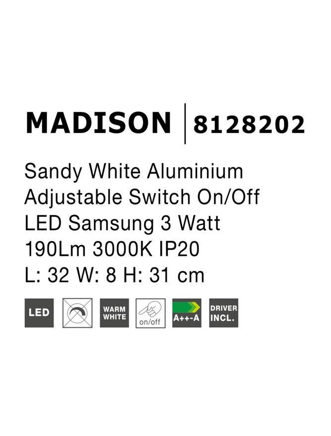 NV 8128202 Bodové svítidlo MADISON bílá LED 3W 3200K vypínač na těle nastavitelné - NOVA LUCE (obrázek 3)