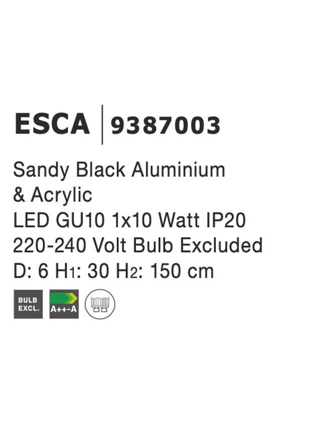 NV 9387003 Závěsné svítidlo ESCA černý hliník a akryl GU10 1x10W IP20 220-240V bez žárovky - NOVA LUCE (obrázek 11)