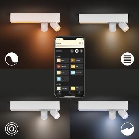 PH 50610/31/P7 Hue LED White and Color Ambiance Stropní bodové svítidlo Philips Centris BT 50610/31/P7 11W + 2x5,7W GU10, 1600lm, 2000K-6500K, IP20, RGB, bílé - PHILIPS HUE (915005928301) (obrázek 6)