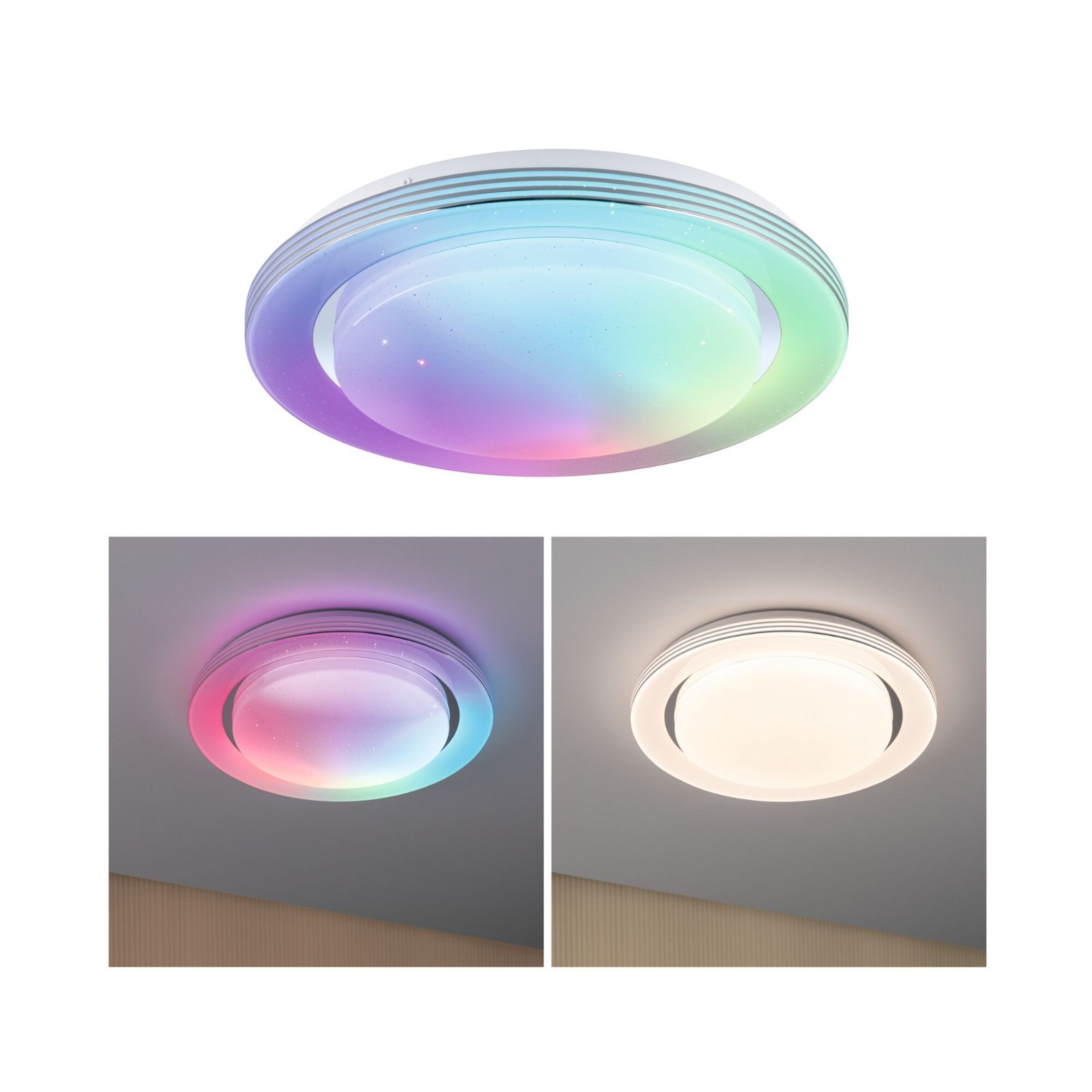 P 70546 LED stropní svítidlo Rainbow efekt duhy RGBW 230V 22W chrom/bílá - PAULMANN