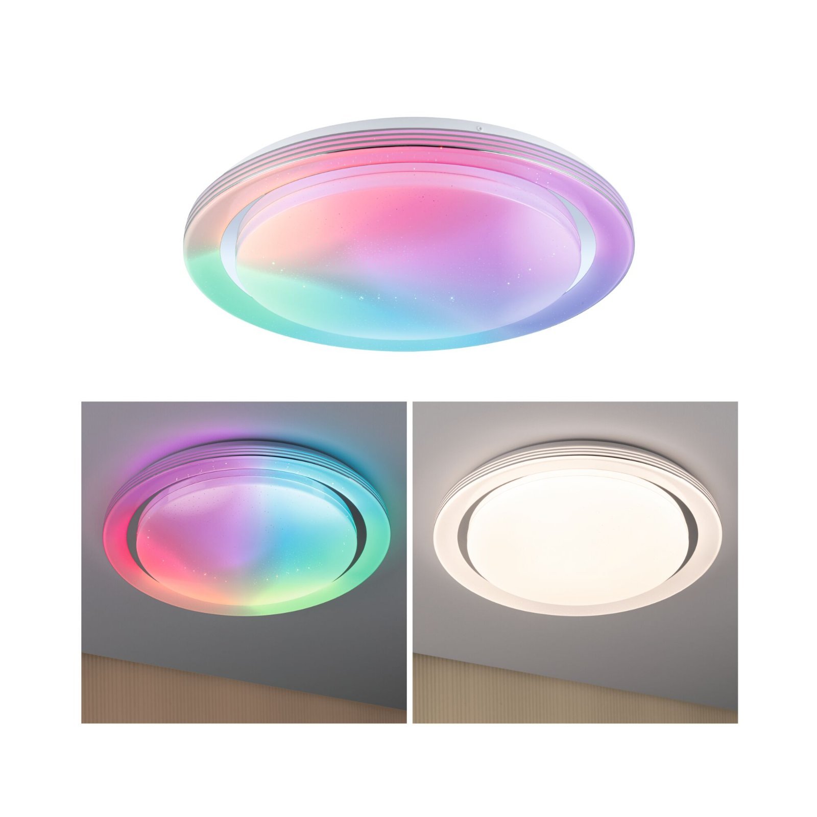 P 70547 LED stropní svítidlo Rainbow efekt duhy RGBW 230V 38,5W chrom/bílá - PAULMANN