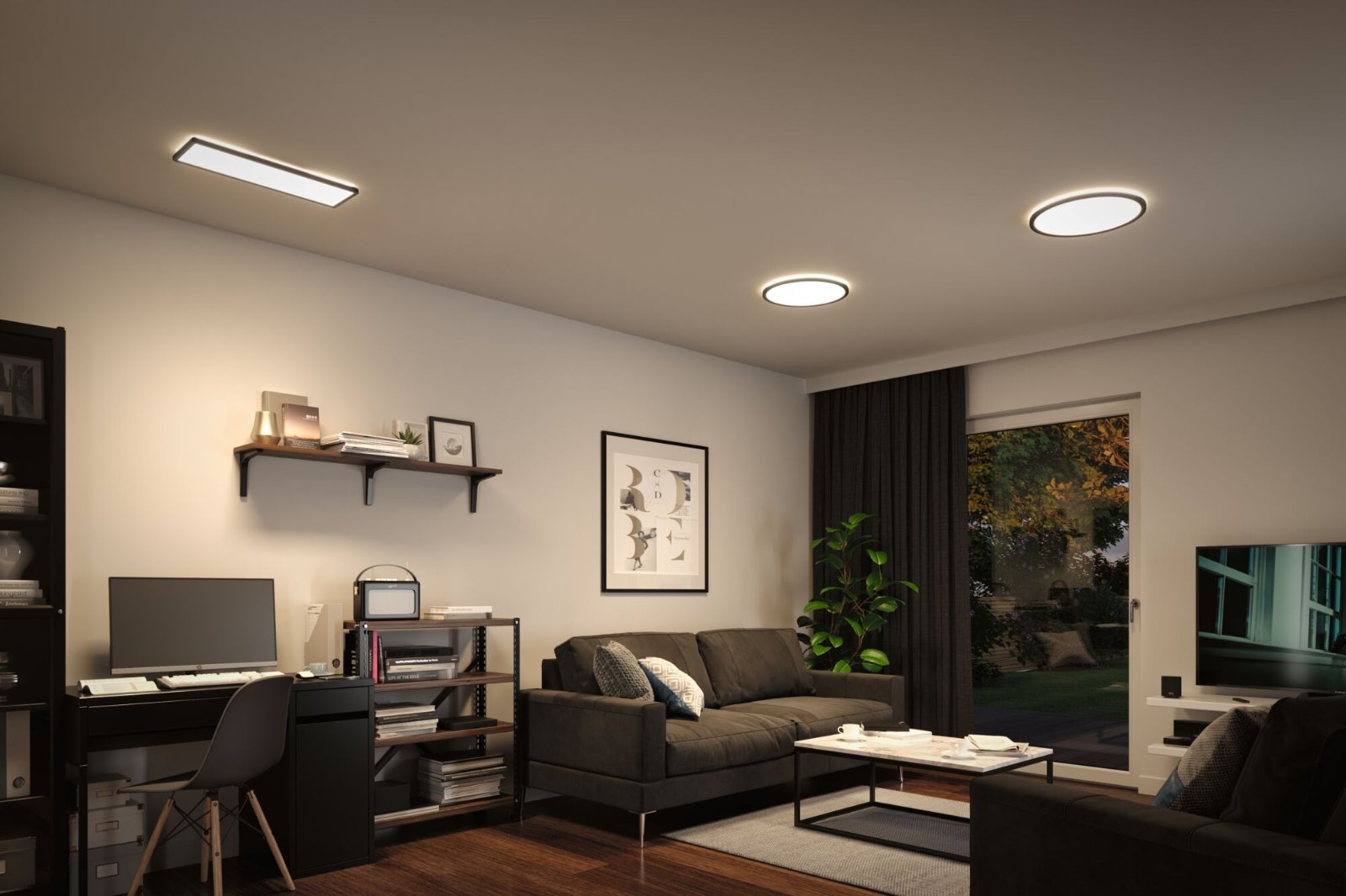 P 71017 LED Panel Atria Shine hranaté 580x200mm 4000K černá - PAULMANN (obrázek 4)