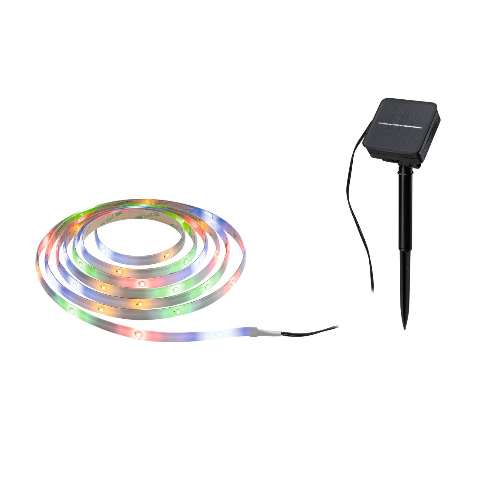 P 78897 LED pásek solární 3m soumrakový senzor a nabíjecí baterie 3m IP44 0,3W 16LEDs/m RGB - PAULMANN