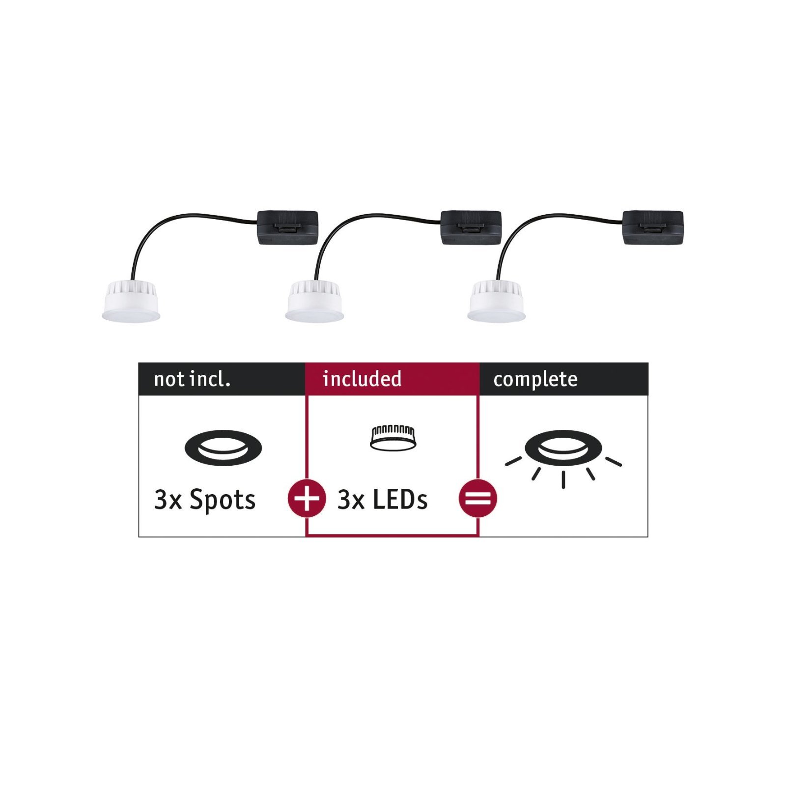 P 92472 LED Modul vestavné svítidlo Choose Coin 3ks sada kruhové 50mm Coin 3x6W 230V 2700K satén - PAULMANN