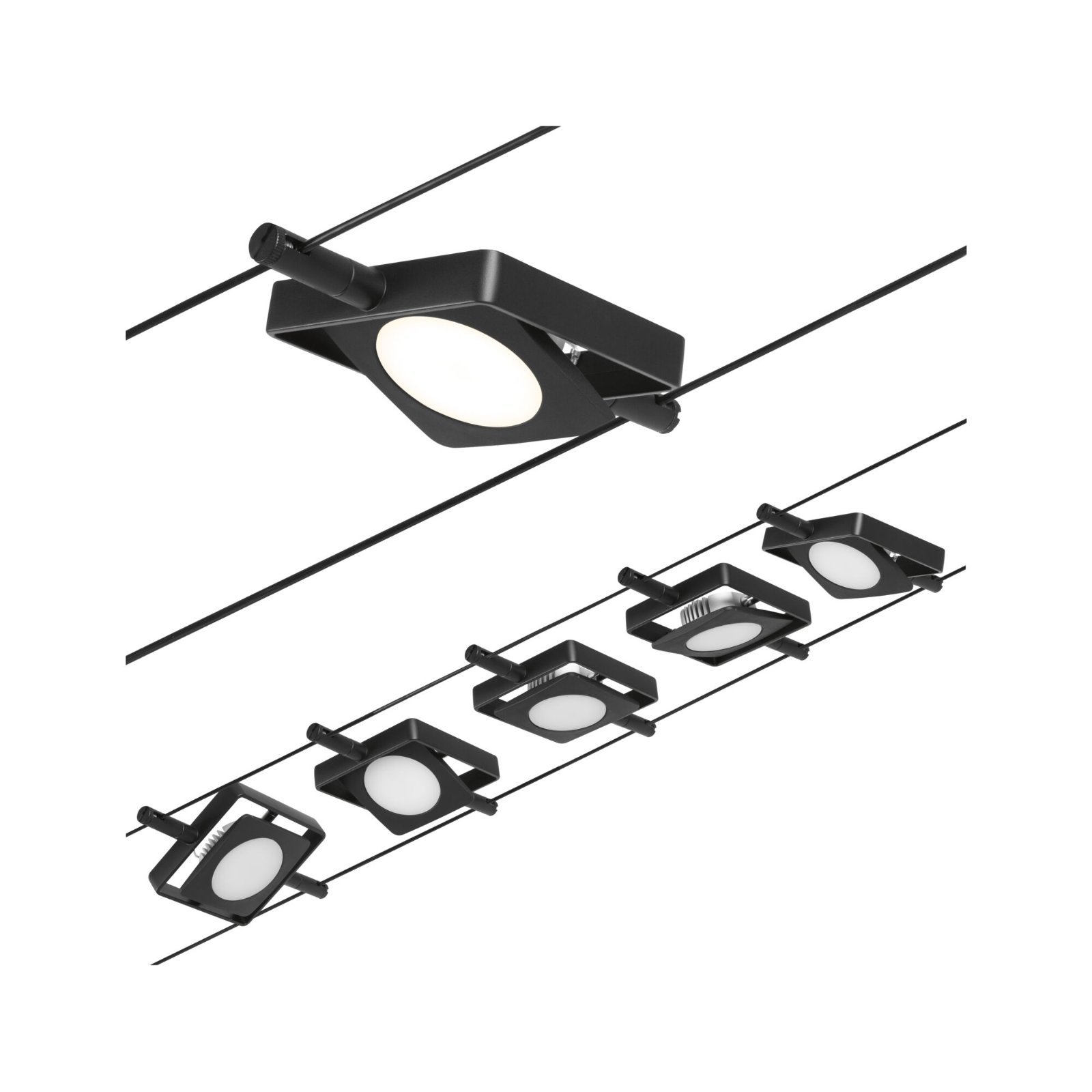 P 94424 LED lankový systém MacLED základní sada 5x4,5W 3000K 230/12V černá mat/chrom - PAULMANN