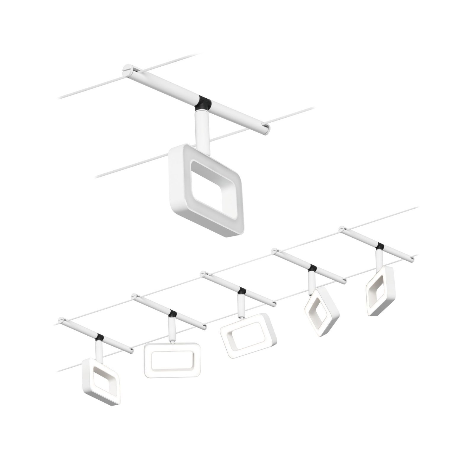 P 94483 LED lankový systém Frame základní sada 5x4,8W 3000K 230/12V bílá mat/chrom - PAULMANN