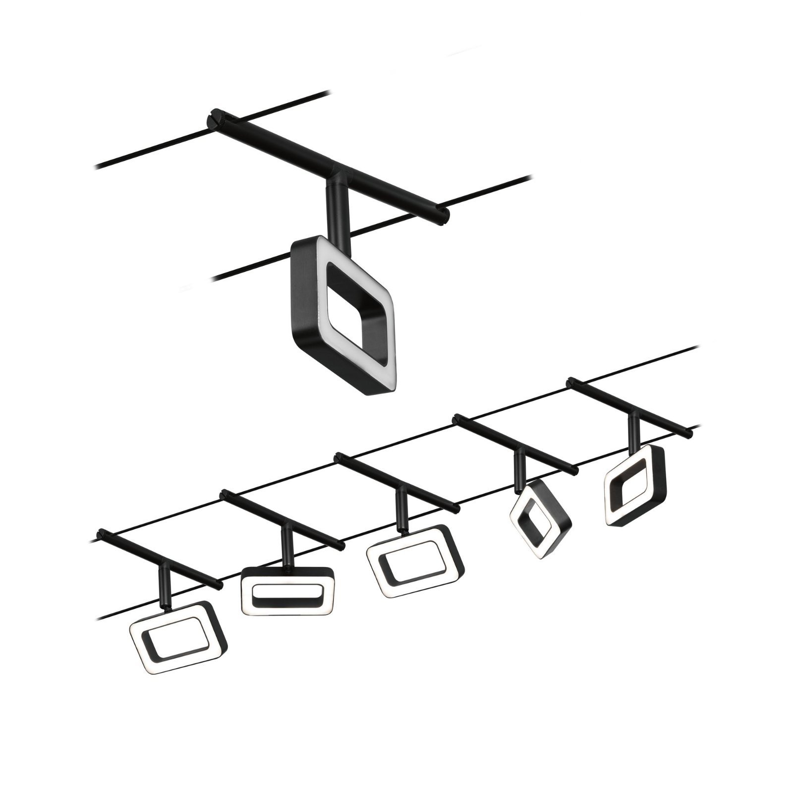 P 94485 LED lankový systém Frame základní sada 5x4,8W 3000K 230/12V černá mat/chrom - PAULMANN