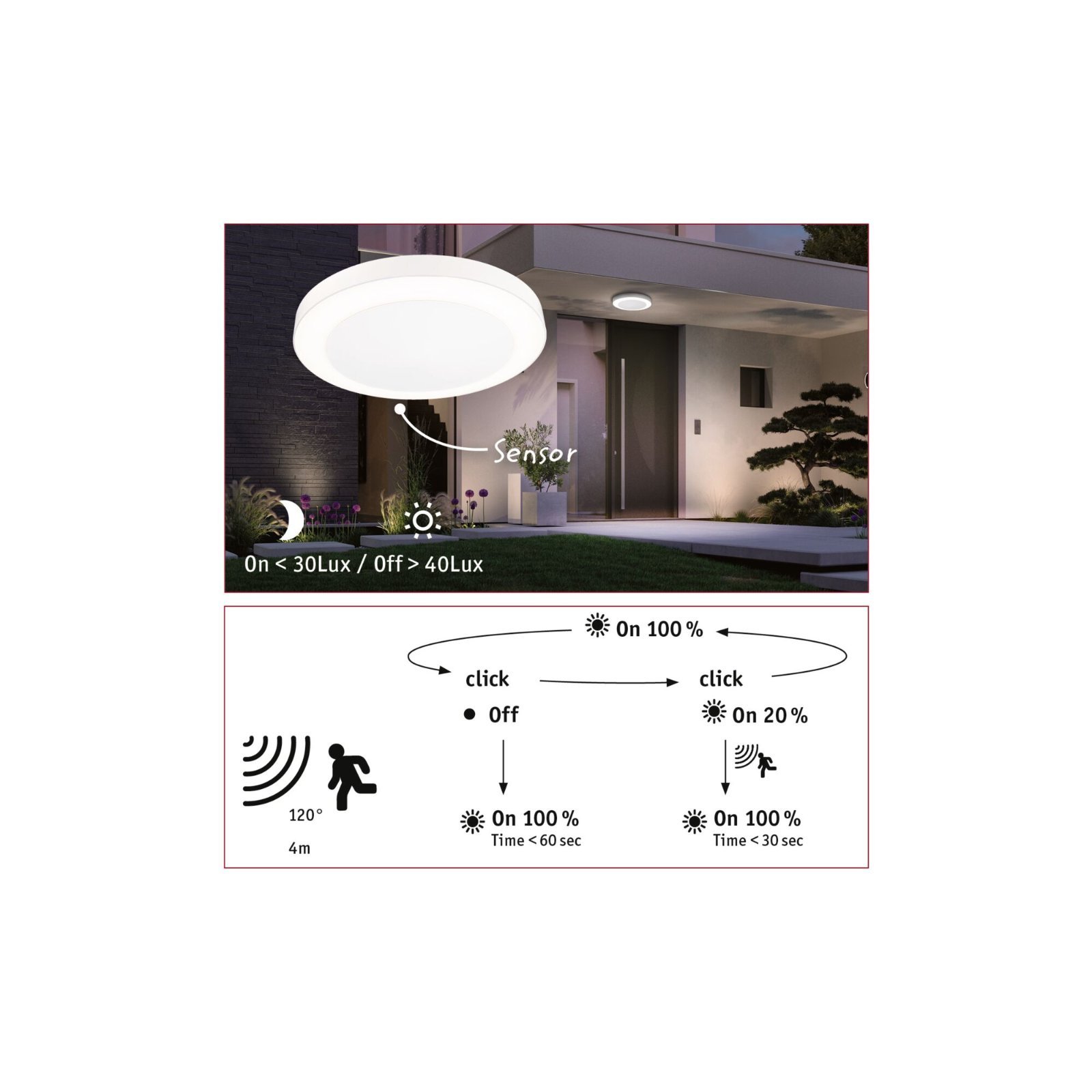P 94528 LED stropní svítidlo Circula soumrakový senzor a pohybové čidlo pohybové čidlo teplá bílá IP44 kruhové 320mm 3000K 14W 230V béžová umělá hmota - PAULMANN (obrázek 6)
