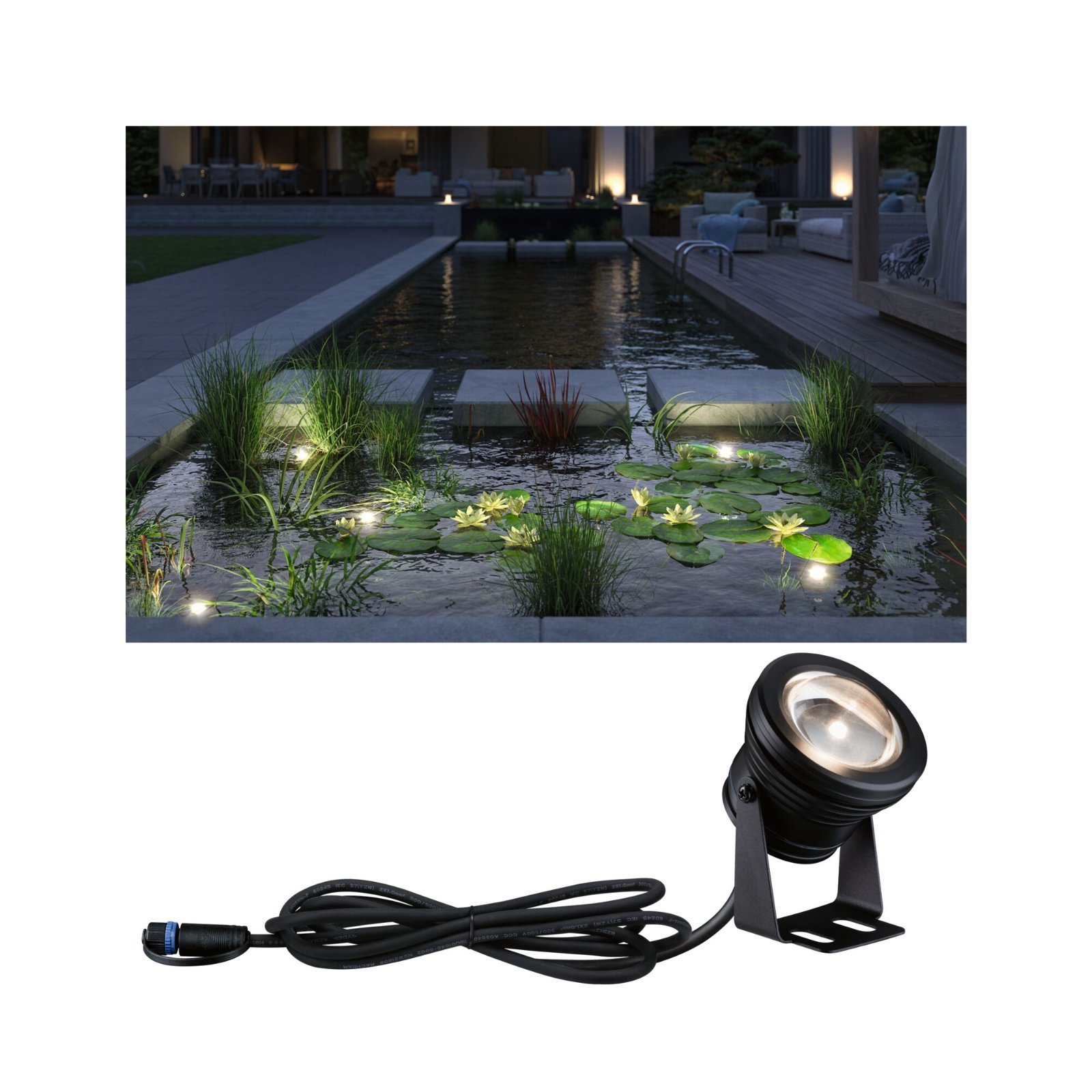 P 94559 Plug & Shine LED spot svítidlo do jezírka IP68 3000K 5W černá - PAULMANN