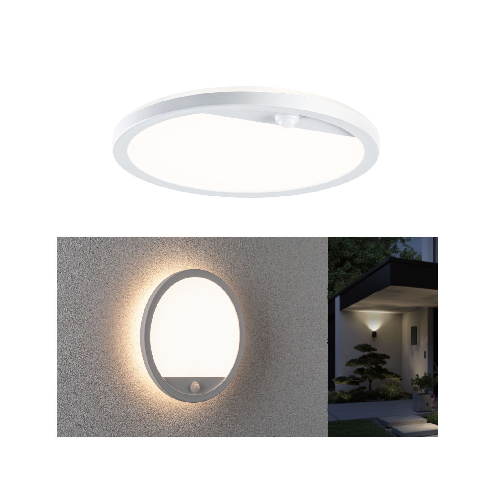 P 94662 LED venkovní panel Lamina vč. pohybové čidlo IP44 kruhové 280mm 3000K 14,5W 230V bílá umělá hmota - PAULMANN