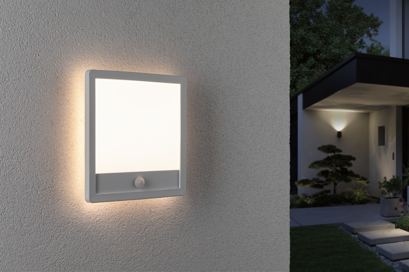 P 94663 LED venkovní panel Lamina vč. pohybové čidlo IP44 hranaté 250x250mm 3000K 14,5W 230V bílá umělá hmota - PAULMANN (obrázek 3)