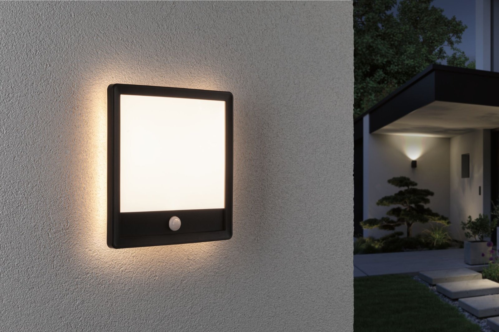 P 94665 LED venkovní panel Lamina vč. pohybové čidlo IP44 hranaté 250x250mm 3000K 14,5W 230V černá umělá hmota - PAULMANN (obrázek 3)