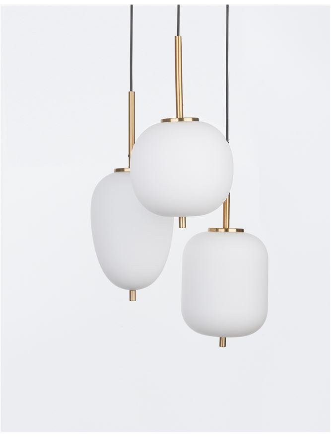 NV 9624068 Závěsné svítidlo LATO opálové sklo antický mosazný kov černý kabel E14 3x5W 230V IP20 bez žárovky - NOVA LUCE