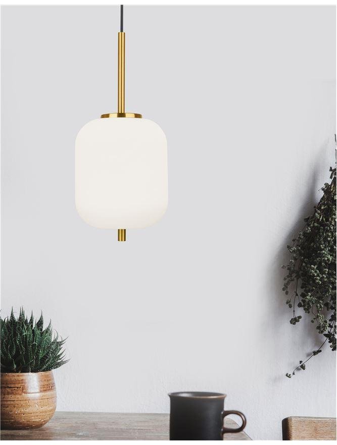 NV 9624065 Závěsné svítidlo LATO opálové sklo antický mosazný kov černý kabel E14 1x5W 230V IP20 bez žárovky - NOVA LUCE