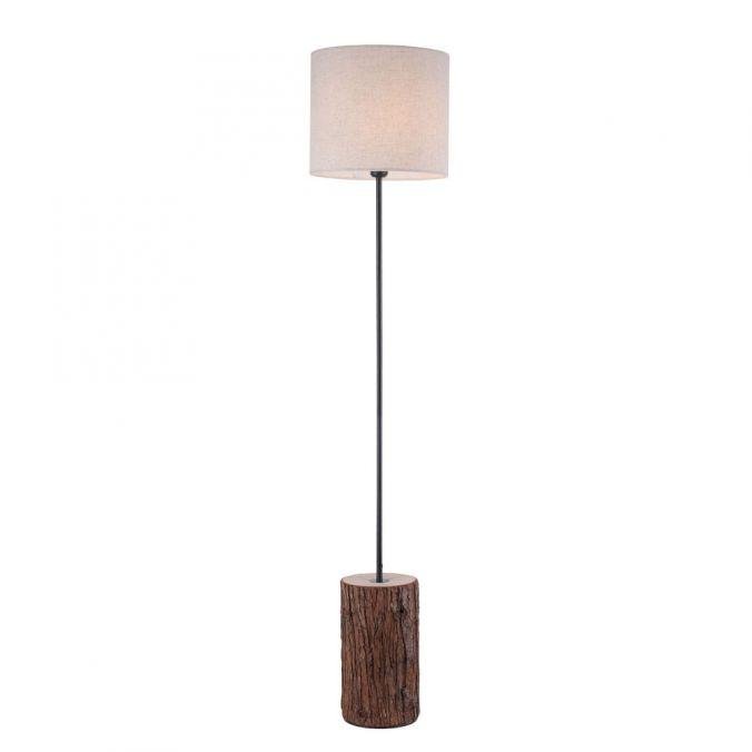 LD 11234-79 BARK LED stojací svítidlo, dřevo, látkové stínidlo,1xE27, šňůrový vypínač - LEUCHTEN DIREKT / JUST LIGHT