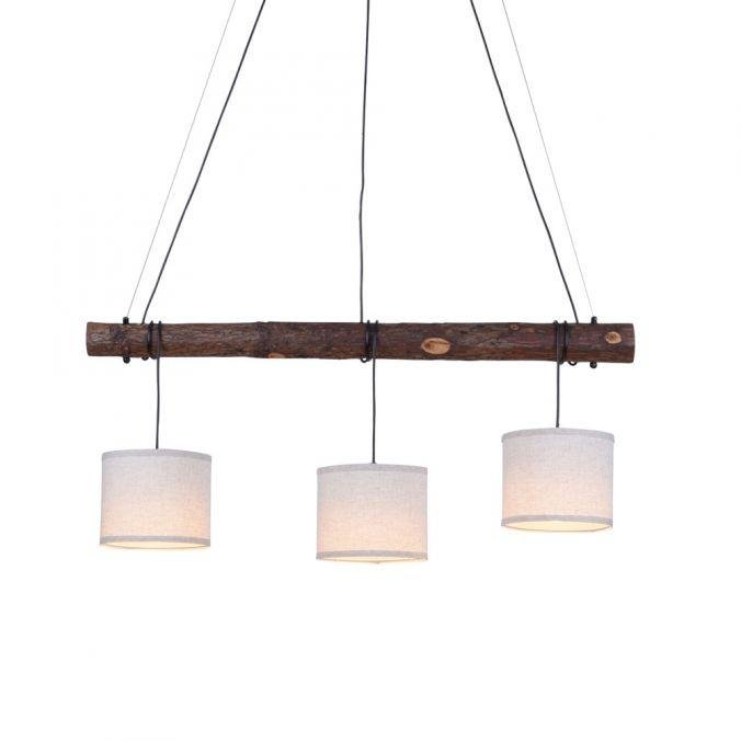 LD 11238-79 BARK LED závěsné svítidlo, 3-ramenné, dřevo, 3xE27, látkové stínidlo - LEUCHTEN DIREKT / JUST LIGHT