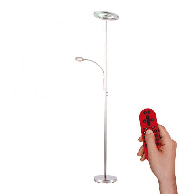 LD 11858-55 ROCCO LED stojací svítidlo, barva ocel, s aplikací, dálkový ovladač, stmívatelné MEDION RGB+2700-5000K - LEUCHTEN DIREKT / JUST LIGHT