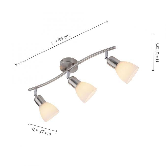 LD 11953-55 KARO Stropní svítidlo, barva ocel, 3x E14, skleněné stínidlo, IP20 - LEUCHTEN DIREKT / JUST LIGHT (obrázek 4)