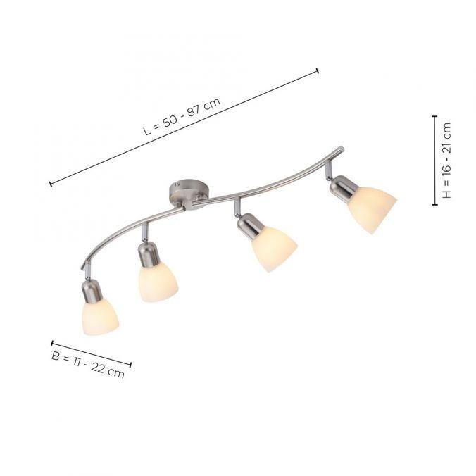 LD 11954-55 KARO Stropní svítidlo, barva ocel, 4x E14, skleněné stínidlo, IP20 - LEUCHTEN DIREKT / JUST LIGHT (obrázek 4)