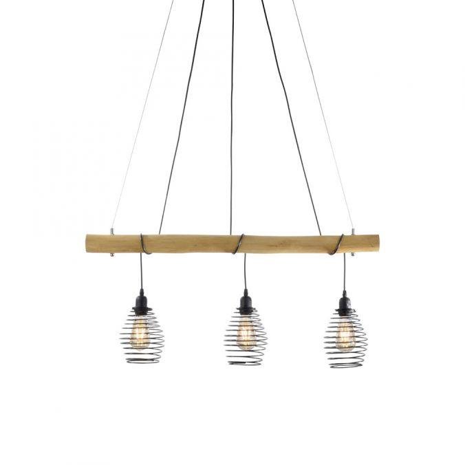 LD 15526-79 SPRING Závěsné svítidlo, dřevo, přírodní, 3-ramenné, E27, nastavitelná výška - LEUCHTEN DIREKT / JUST LIGHT