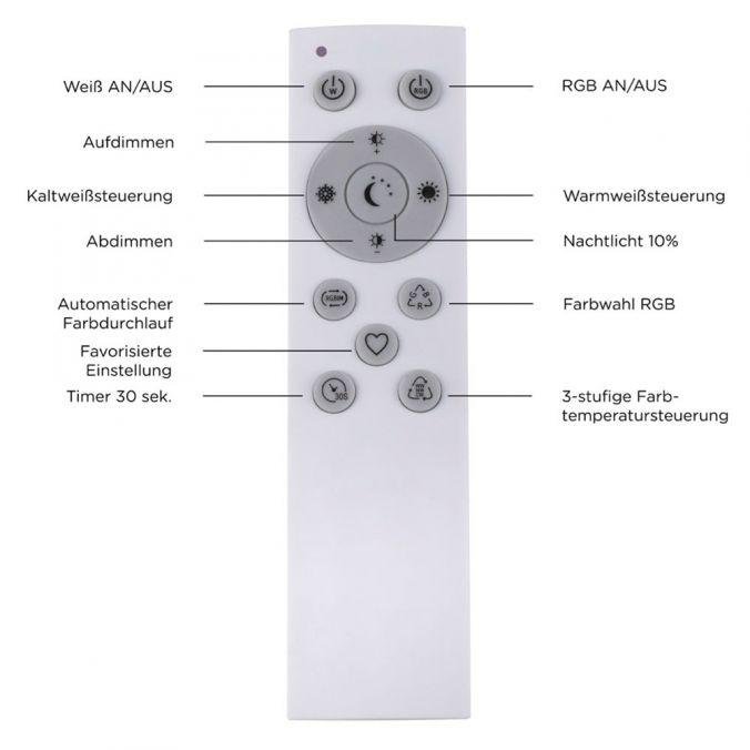 LD 15601-16 GUSTAV LED stropní svítidlo, bílé, CCT, RGB, dálkový ovladač, stmívatelné 2700-5000K - LEUCHTEN DIREKT / JUST LIGHT (obrázek 6)