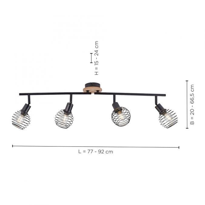 LD 15924-79 EUGEN Bodové svítidlo, stropní svítidlo, dřevo, černá, 4-ramenné, drátěné tělo - LEUCHTEN DIREKT / JUST LIGHT (obrázek 4)