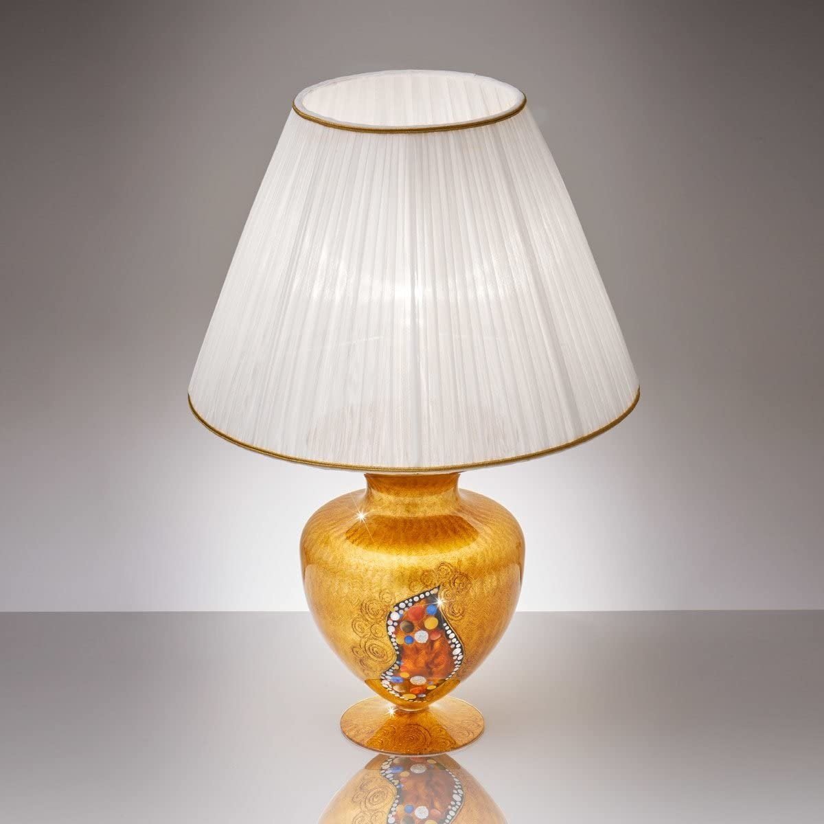 Levně K 0365.71M.AU Stolní lampa Kiss 92/News/1085 1xE27 60W 24 karát.zlato hedvábné stínidlo - KOLARZ