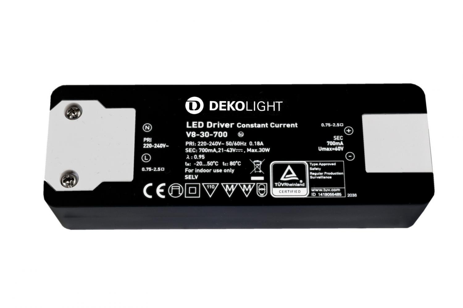 Deko-Light LED-napájení BASIC, CC, V8-30-700mA/30W konstantní proud 700 mA IP20 40-80V DC 14,70-30,00 W - LIGHT IMPRESSIONS Obrázek produktu Deko-Light LED-napájení BASIC, CC, V8-30-700mA/30W konstantní proud 700 mA IP20 40-80V DC 14,70-30,00 W - LIGHT IMPRESSIONS