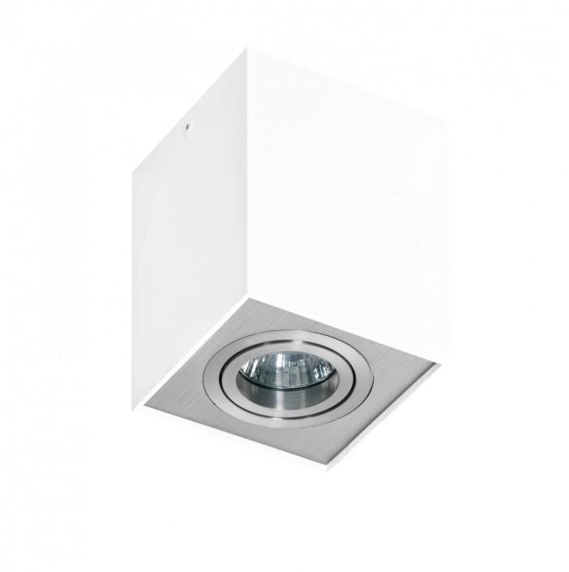 AZZ AZ0872 Stropní bodové přisazené svítidlo Azzardo Eloy 1 white/aluminium AZ0872 GU10 1x50W IP20 9,5cm hranaté bílo-hliníkové - AZZARDO