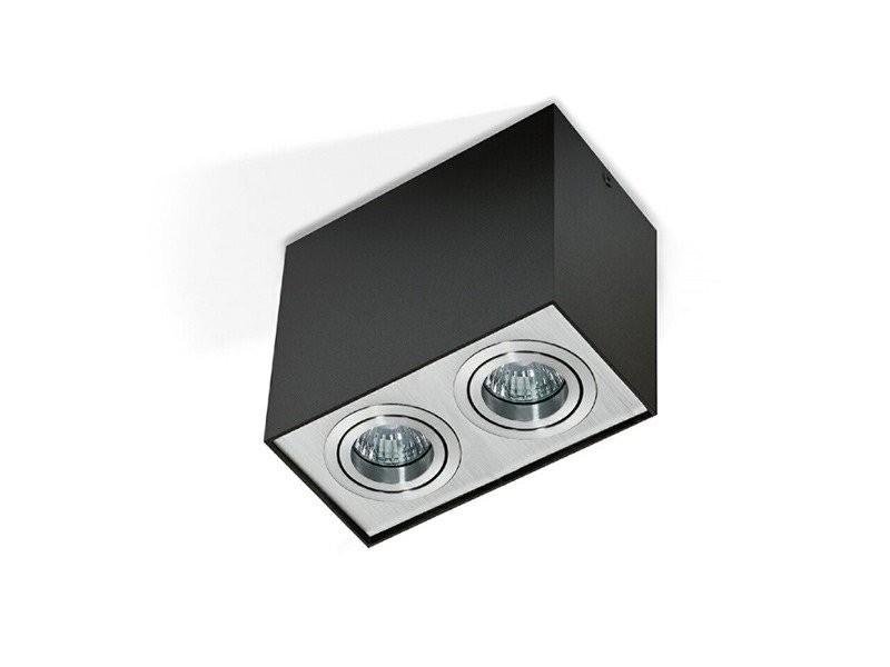 AZZ AZ1355 Stropní bodové přisazené svítidlo Azzardo Eloy 2 black/aluminium AZ1355 GU10 2x50W IP20 18,5cm hranaté černo-hliníkové - AZZARDO