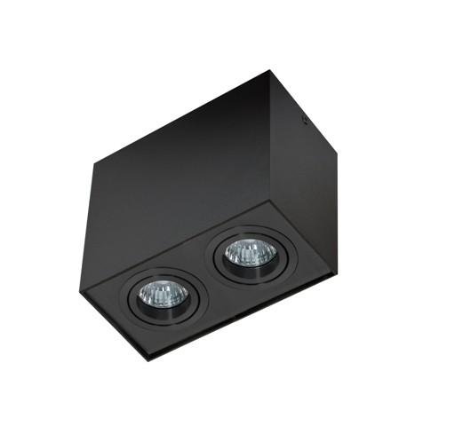 AZZ AZ2138 Stropní bodové přisazené svítidlo Azzardo Eloy 2 black/black AZ2138 GU10 2x50W IP20 18,5cm hranaté černé - AZZARDO