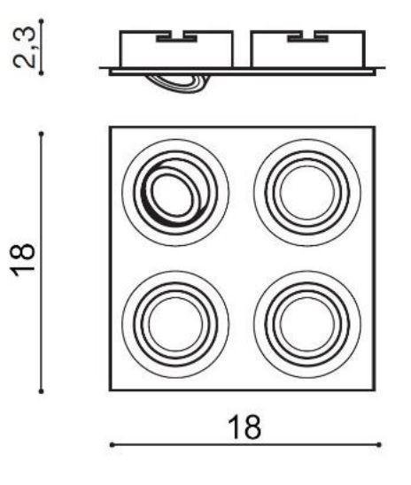AZZ AZ2444 Stropní bodové zápustné svítidlo Azzardo Caro 4 Square aluminium AZ2444 GU10 4x40W IP20 18cm hliníkové - AZZARDO (obrázek 5)